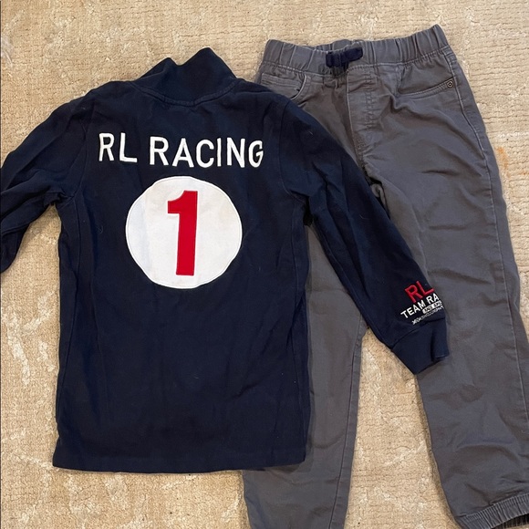 Polo by Ralph Lauren Kids Navy Racing Team Polo Shirt Top 6 and Carters 6 Pants - Picture 9 of 10